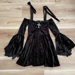 Dolls Kill Widow Nocturnal Elegance Velvet Mini Dress S